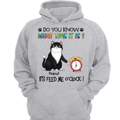 Fluffy Cats Feed Us OClock Personalized Hoodie Sweatshirt